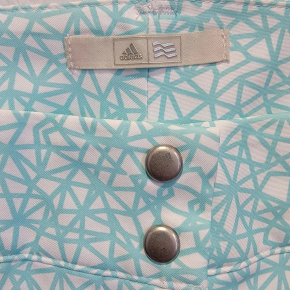 Adidas Golf Shorts Size 8 Mid Rise 7" Inseam Double Snap Waist Blue & White - Picture 2 of 8